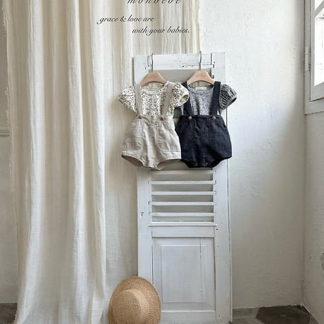 [予約] Linen suspender shorts / Monbebe