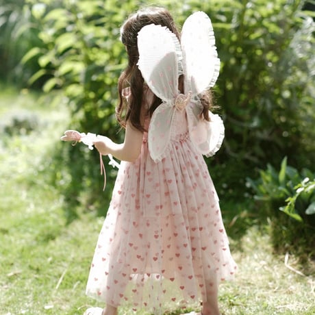 [予約] pink fly tutu dress + Angel wings SET