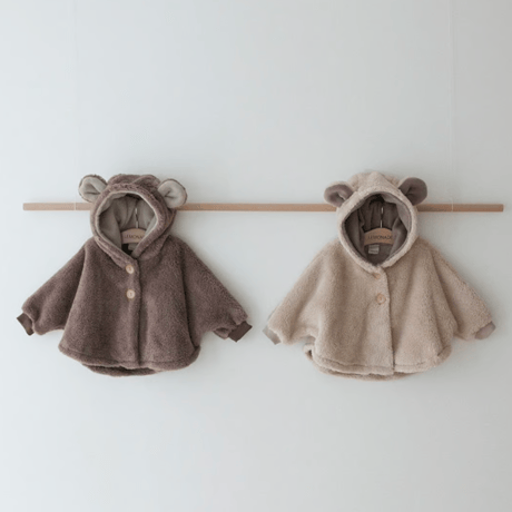 [即納] Bear fleece cloak cardigan(one size)/Lemonade