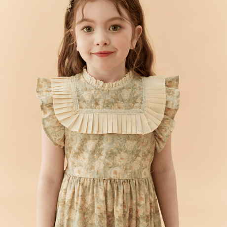 [予約] Vintage Floral Pleats Dress