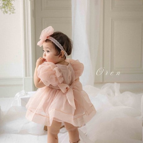 新品❗️ ミミエル　ピンク リボン付き フリルドレス CATEGORY dress | Mimiel