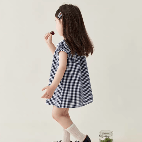 [予約] Navy Gingham petite Dress