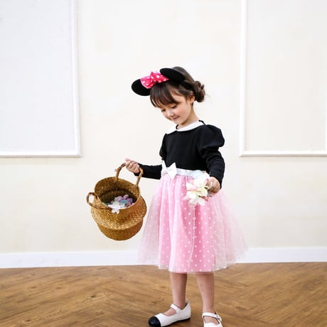 [即納]  Minnie Dress (pink)/ Mini Recipe  ( M, XL_size のみ）