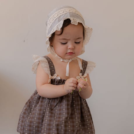 [予約 Rosette lace bonnet  /M.kids