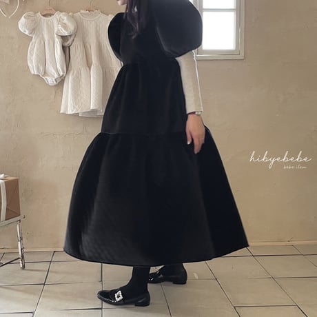 [即納] Brilly quilted velvet dress(Mom) / Hibyebebe