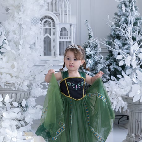[予約]anna Green Glitter Dress(short sleeves) + tiara & stick set