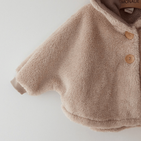 [即納] Bear fleece cloak cardigan(one size)/Lemonade