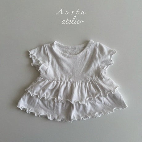 [即納] linen frill blouse / Aosta(ivory S,L,XL_のみ)