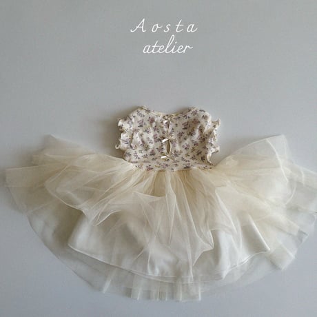 [即納] Lala dress / Aosta(big flower ivory S,M,Lのみ)