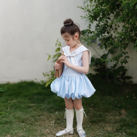 [予約] aqua marine school-look dress