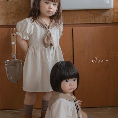 [予約] Pure Tie ST Dress (Kids) / OREN by Hibyebebe