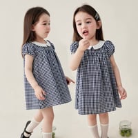 [予約] Navy Gingham petite Dress
