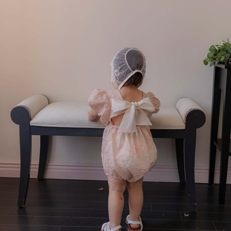[予約 Rosette lace bonnet  /M.kids