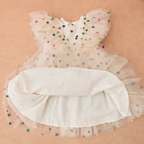 [予約] Rainbow Dot Tulle Dress