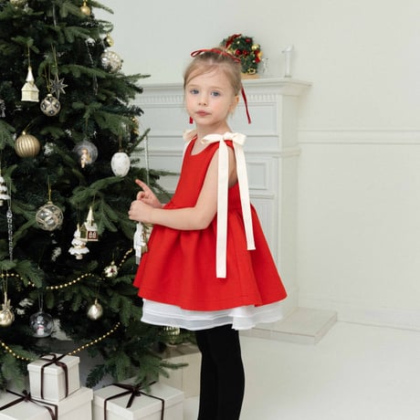 [即納]  Joli ribbon dress _ RED /moitoinous  ( 110_size のみ）