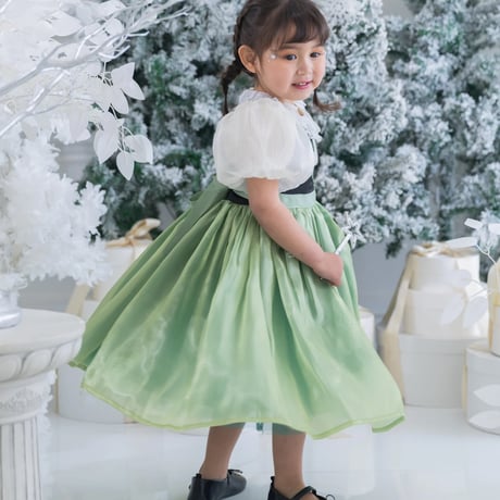 [予約] Princess nordic frill green dress