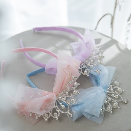 [予約] pearl crown ribbon hairband