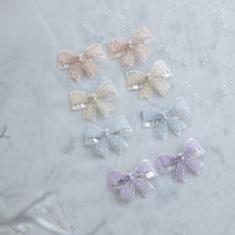 [予約] Ribbon Sequin Bead Lace Hairpin (2 pieces)