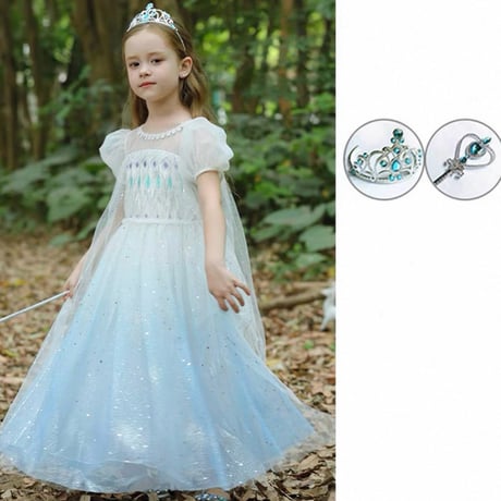 [予約] Princess Snowy Glitter Dress + tiara & stick set ❄️