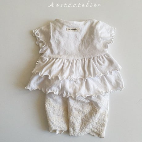 [即納] linen frill blouse / Aosta(ivory S,L,XL_のみ)