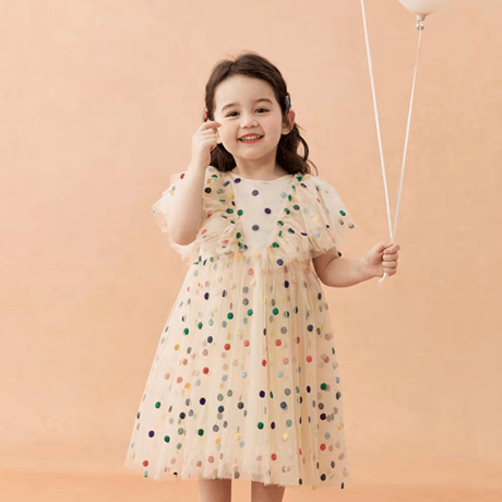 [予約] Rainbow Dot Tulle Dress