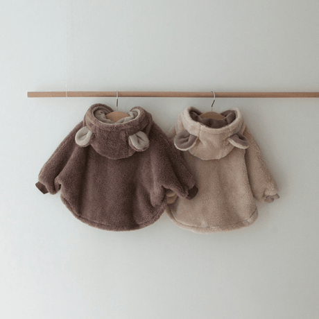 [即納] Bear fleece cloak cardigan(one size)/Lemonade