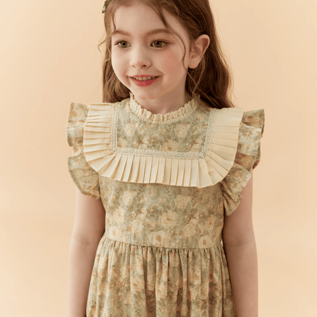 [予約] Vintage Floral Pleats Dress