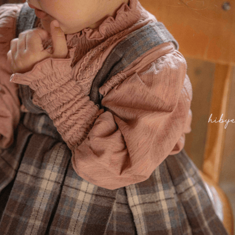 [即納] Vella smoke blouse/ Hibyebebe （pink M _ size のみ）