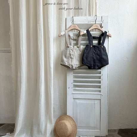 [予約] Linen suspender shorts / Monbebe