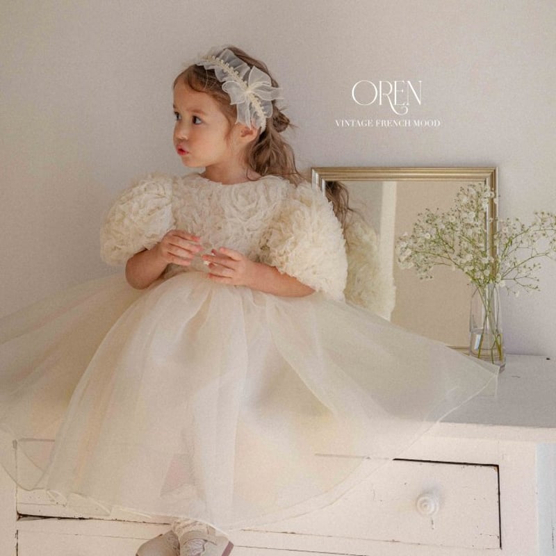 フォーマル・ドレス・スーツ OREN Blooming Rose Pearl One Piece 予約] Blooming rose pearl dress / OREN by Hibyeb