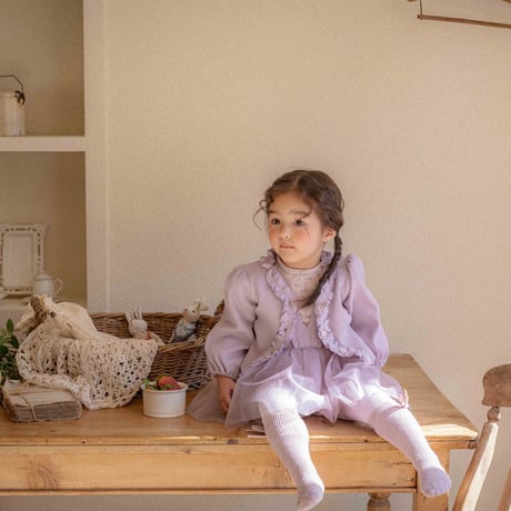 [即納] jemma cardigan + tutu leggings set / OREN by Hibyebebe （cream, purple S _ size のみ）
