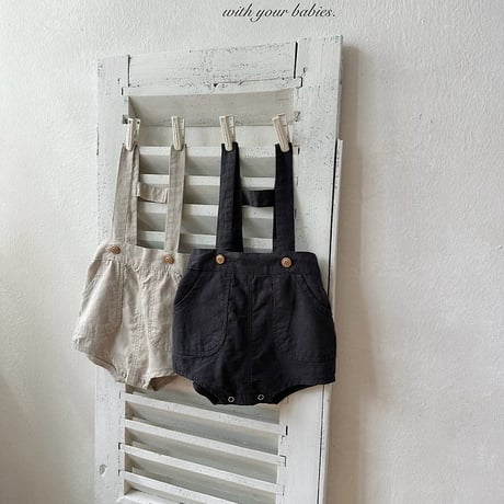 [予約] Linen suspender shorts / Monbebe