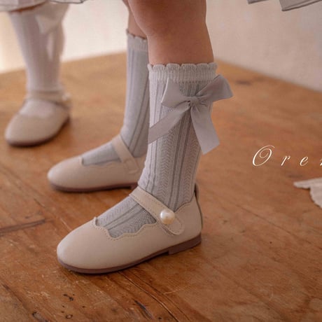 [即納] petit ribbon half socks / OREN by Hibyebebe  のコピー