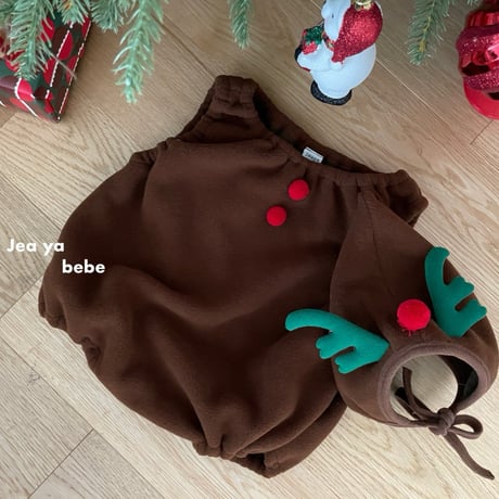 [即納]  Christmas suit + hat set (Rudolph) /Jea ya bebe