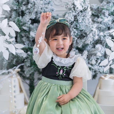 [予約] Princess nordic frill green dress