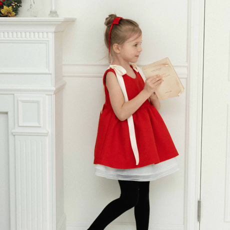 [即納]  Joli ribbon dress _ RED /moitoinous  ( 110_size のみ）