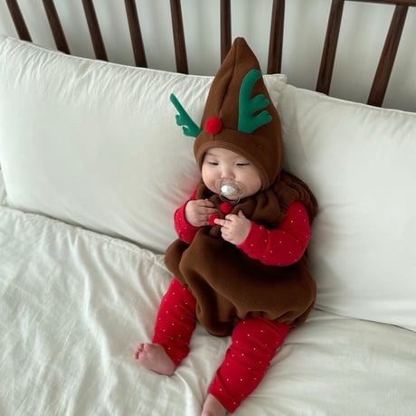 [即納]  Christmas suit + hat set (Rudolph) /Jea ya bebe