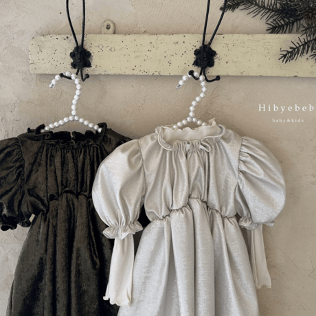 [即納] Blush dress(cream aurora/ black gold) / Hibyebebe （ cream aurora M, L _ size のみ）