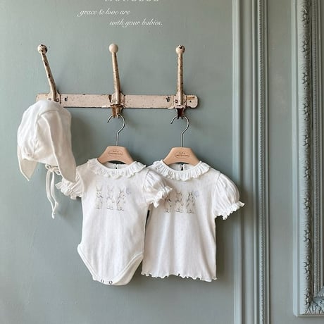 [予約] Rabbit Eyelet Suit (Bunny Bonnet Set) / Monbebe