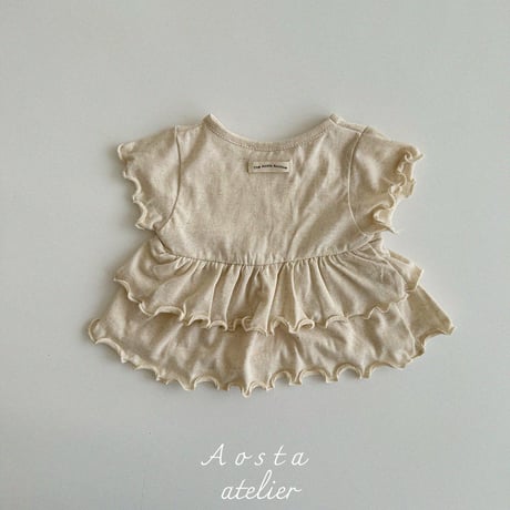 [即納] linen frill blouse / Aosta(ivory S,L,XL_のみ)