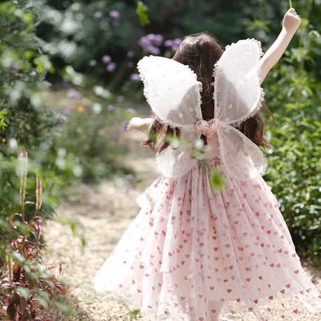[予約] pink fly tutu dress + Angel wings SET