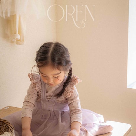 [即納] jemma cardigan + tutu leggings set / OREN by Hibyebebe （cream, purple S _ size のみ）