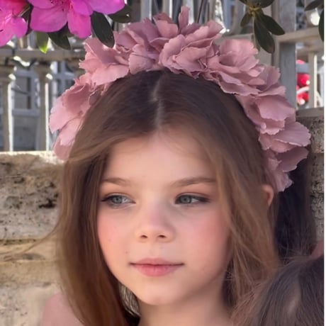 【予約】 Dusty Pink Flower Headband  /nelia wears