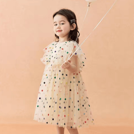 [予約] Rainbow Dot Tulle Dress