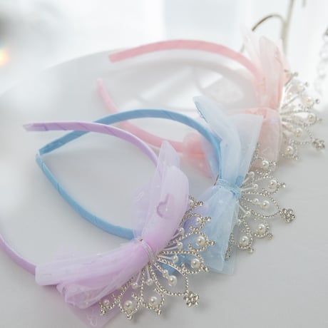 [予約] pearl crown ribbon hairband
