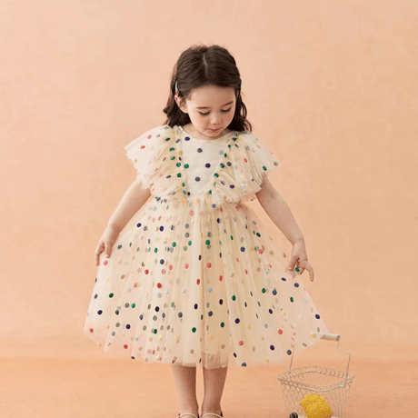[予約] Rainbow Dot Tulle Dress
