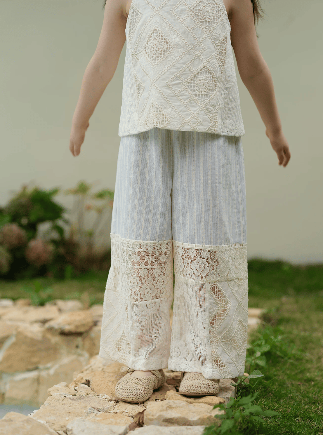 予約] Ciel Lace Stripe (pants) | Mimiel