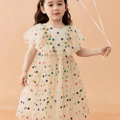 [予約] Rainbow Dot Tulle Dress