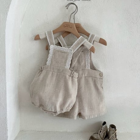 [予約] Pure Linen Suspender Suit / Monbebe
