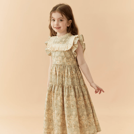 [予約] Vintage Floral Pleats Dress